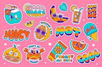 Hand Drawn Cartoon Summer Sticker Set