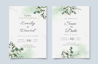 Wedding Invitation Template With Eucalyptus Leaves