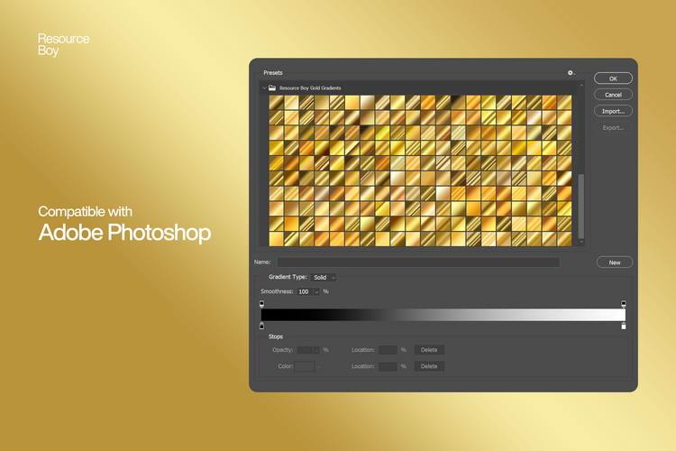 200 Free Gold Photoshop Gradients=2