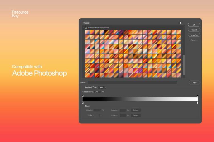 200 Free Sunset Photoshop Gradients=1