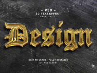 Design Glass Golden Text Effect 3d Golden Glitter Style