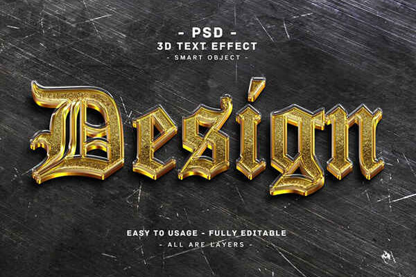 Design Glass Golden Text Effect 3d Golden Glitter Style