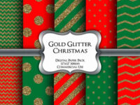 Gold Glitter Christmas Digital Paper Pack