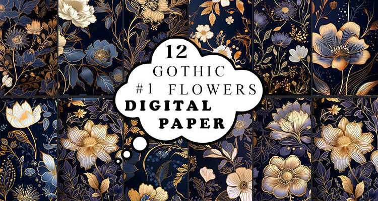 Gothic Flowers Digital Paper 1