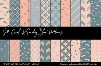 Soft Coral & Smoky Blue Patterns 00