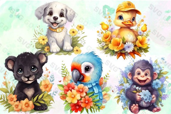 Cute Happy Baby Animals Sublimation 1