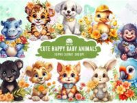 Cute Happy Baby Animals Sublimation