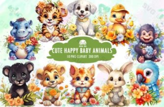 Cute Happy Baby Animals Sublimation