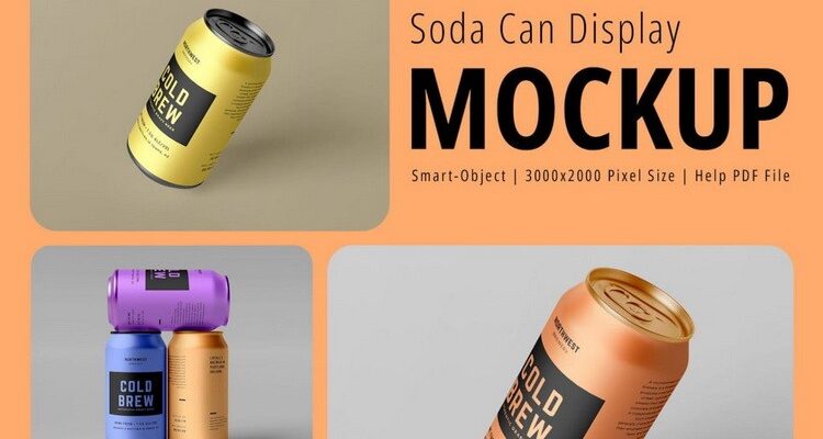 Soda Can Display Mockup