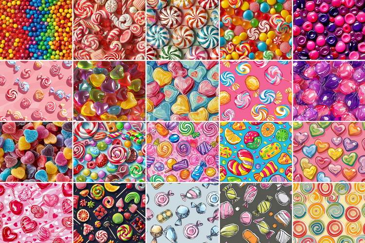 Free Candy Seamless Patterns 03