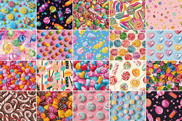 Free Candy Seamless Patterns 04