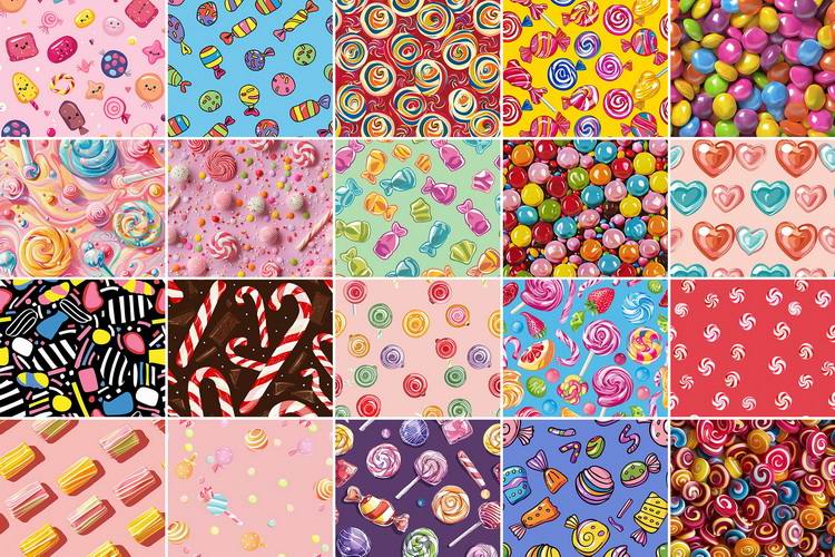 Free Candy Seamless Patterns 05