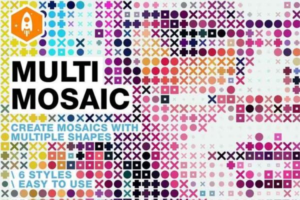 Multi Shape Mosaic Halftone Photoshop Action 01