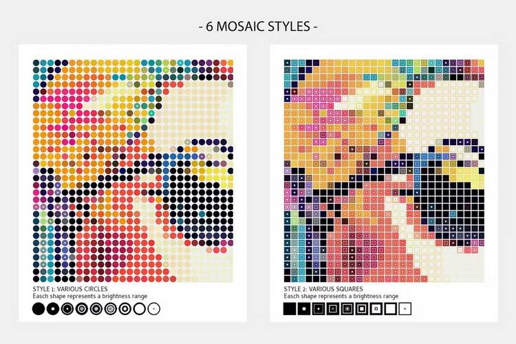 Multi Shape Mosaic Halftone Photoshop Action 02