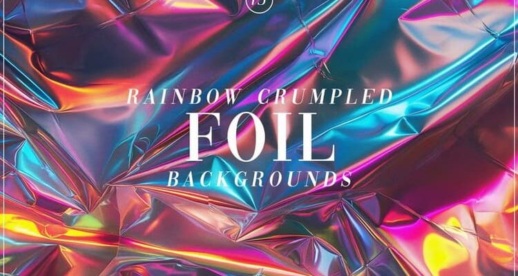 Rainbow Crumpled Foil Backgrounds