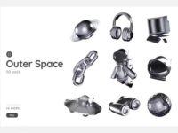 3d Silver Set ~ Outer Space And The Galaxy 0