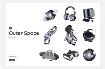 3d Silver Set ~ Outer Space And The Galaxy 0