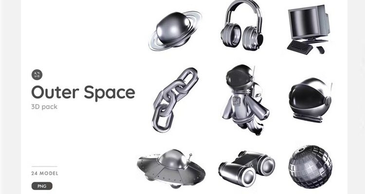 3d Silver Set ~ Outer Space And The Galaxy 0