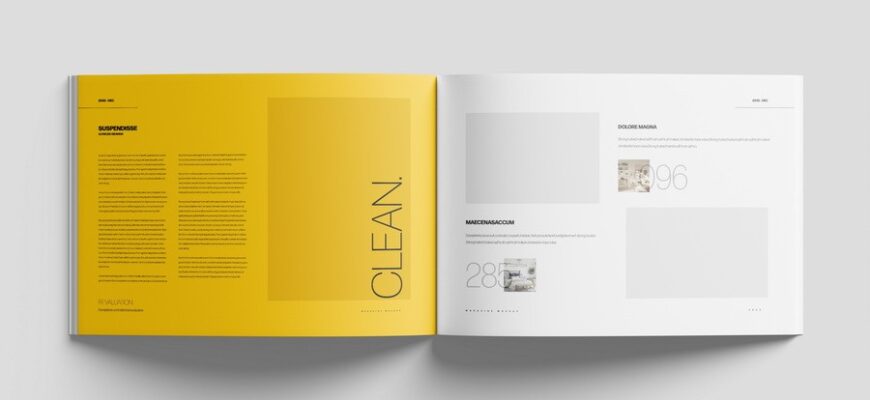 A4 Landscape Magazine Mockup Top View