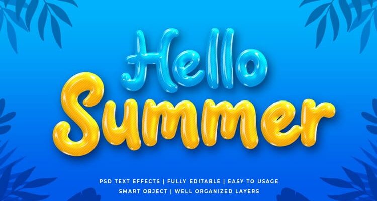 Hello Summer 3d Text Style Effect