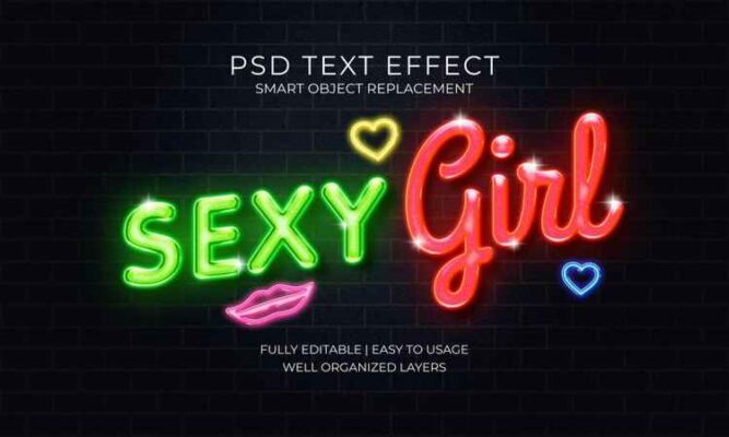 Sign Sexy Girl Neon Text Effect