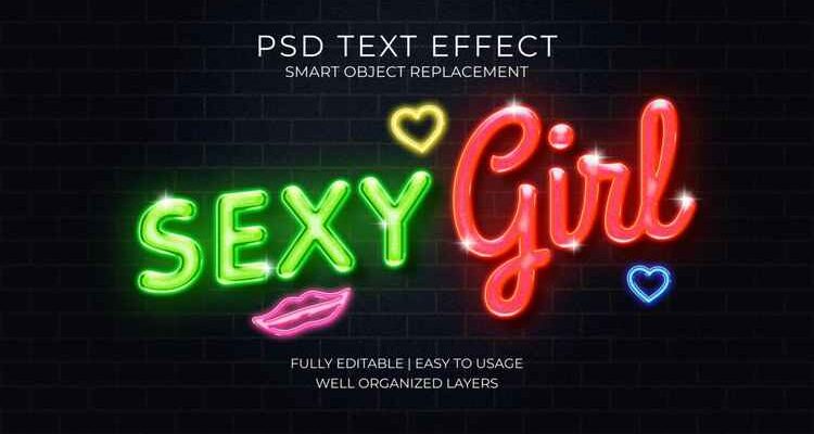 Sign Sexy Girl Neon Text Effect