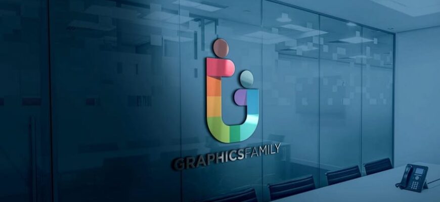 3d Glass Window Logo Mockup