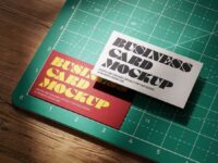 Business Card On Cutting Matt Mockup