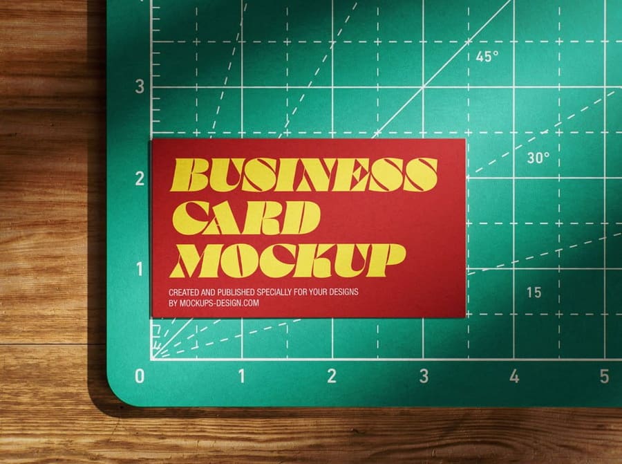 Business Card On Cutting Matt Mockup 4