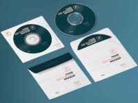 Isometric Paper Cd Cover Mockup & Cd Mockup