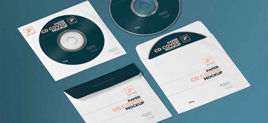 Isometric Paper Cd Cover Mockup & Cd Mockup