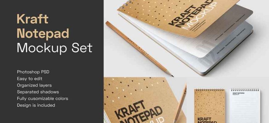 Kraft Notepad Mockup Set 0