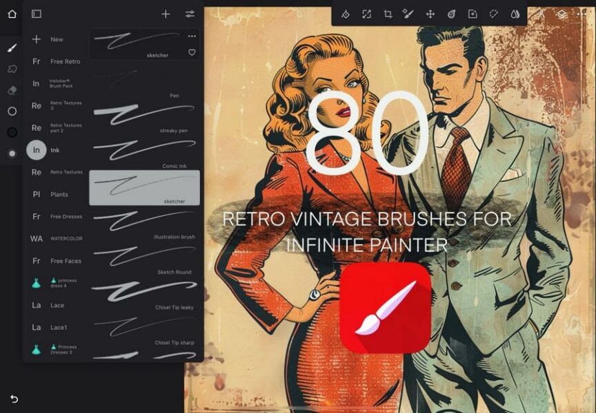 Retro Vintage Brushes For Infinite Painter