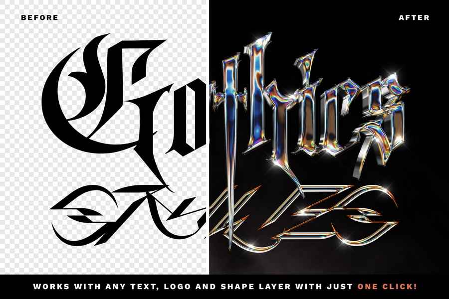 3d Iridescent Chrome Text Effect 2