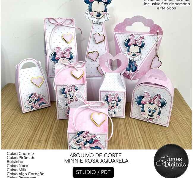 Arquivo De Corte Minnie Rosa Aquarela 1