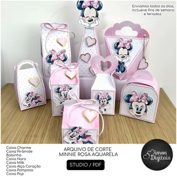 Arquivo De Corte Minnie Rosa Aquarela 1 Fpashop