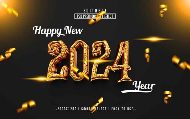 Happy New Year 2024 Witch Party 3d Text Effect