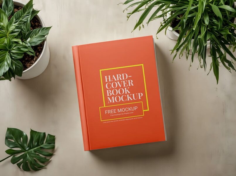 Hardcover Book On Plain Surface Mockup