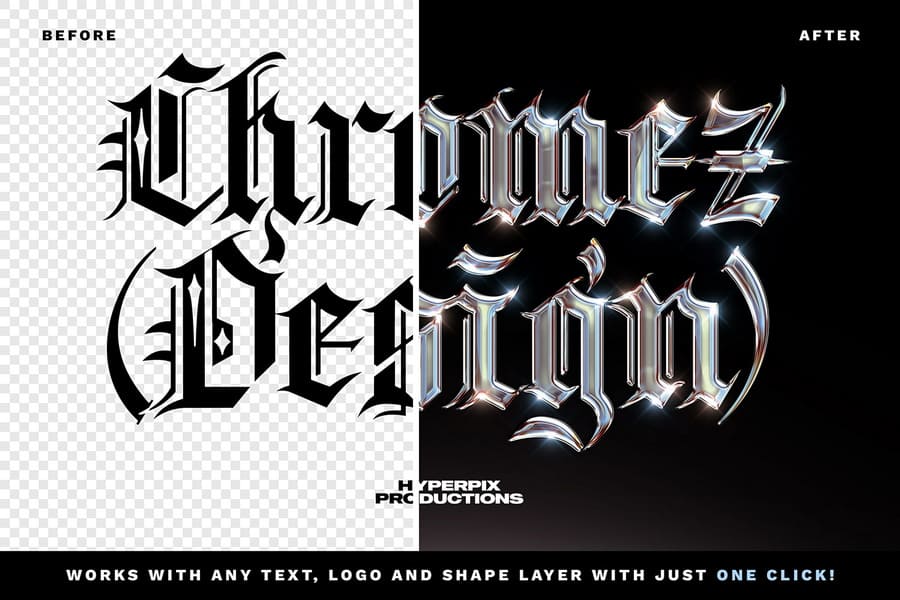 Metal Holographic Chrome Text Effect 2