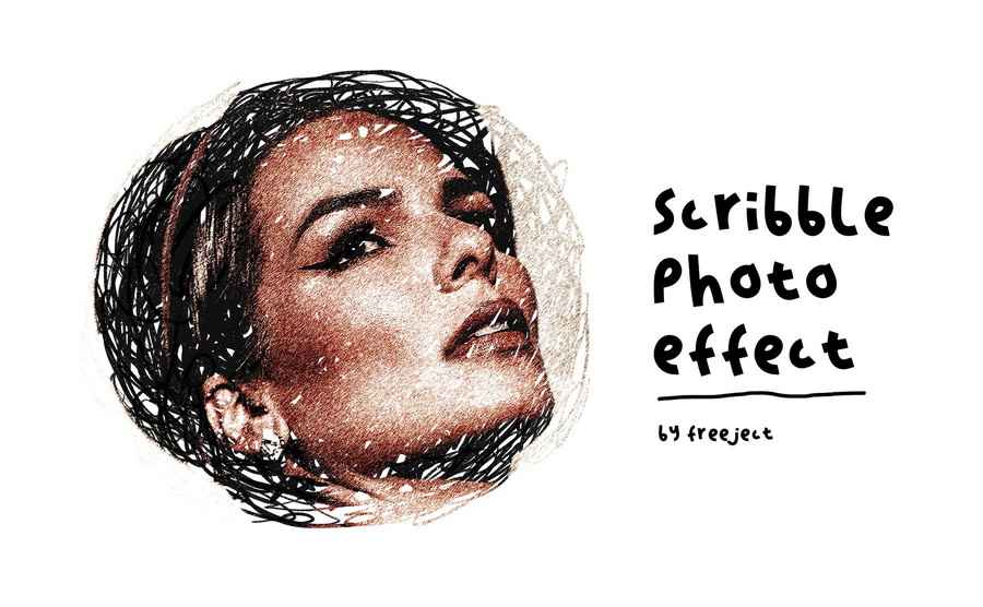 Pencil Sketch Scribble Photo Effect Template 1