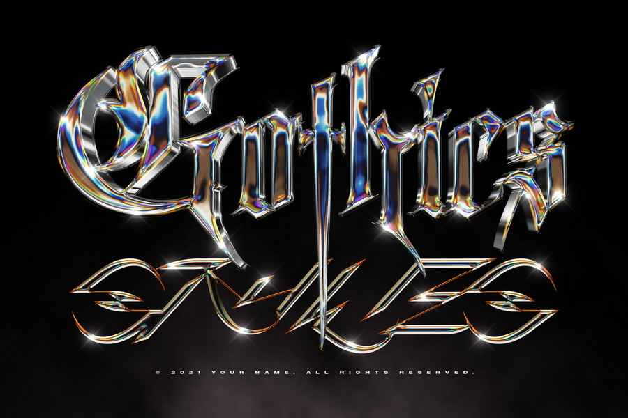 3d Iridescent Chrome Text Effect