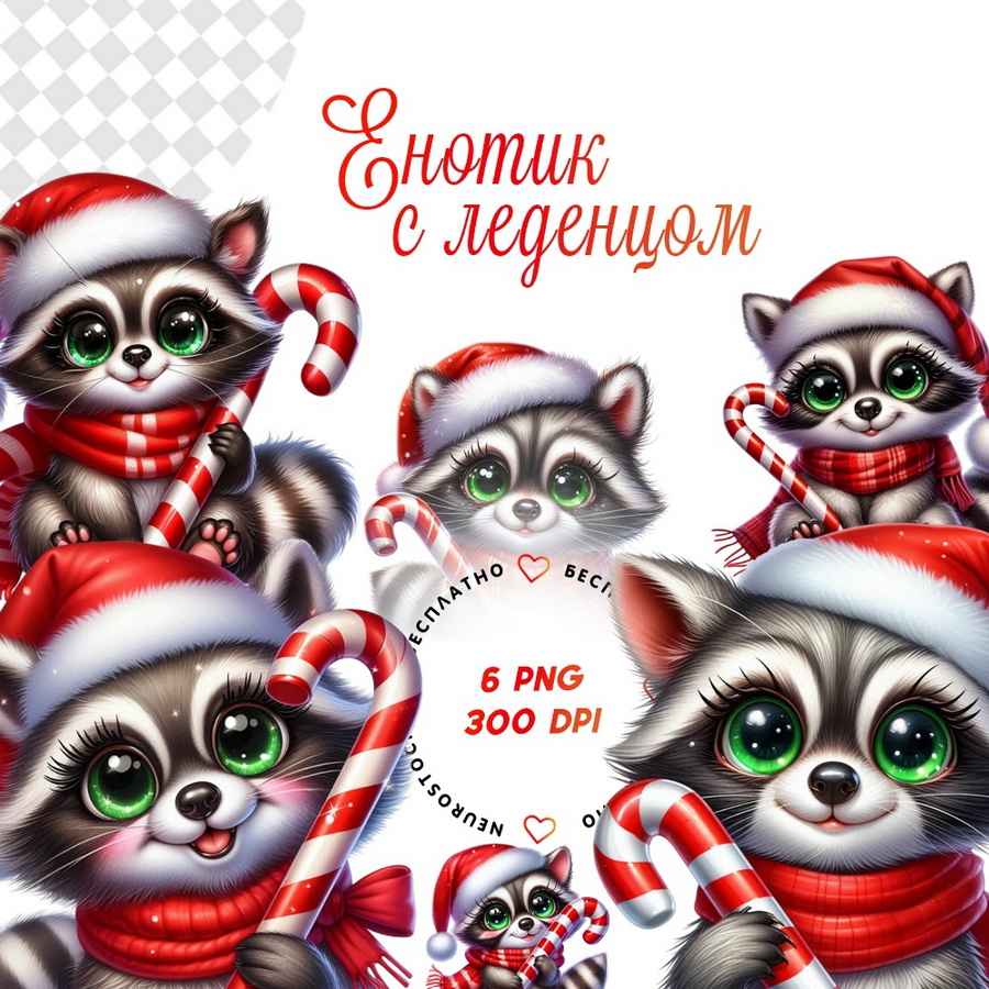 Clipart ~ Енотик с леденцом