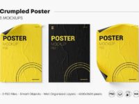 Crumpled Poster Mockup Set