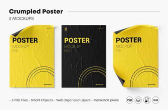 Crumpled Poster Mockup Set