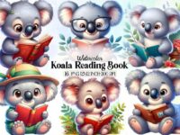 Cute Koala Reading Book Sublimation 1