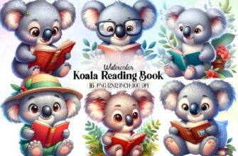 Cute Koala Reading Book Sublimation 1