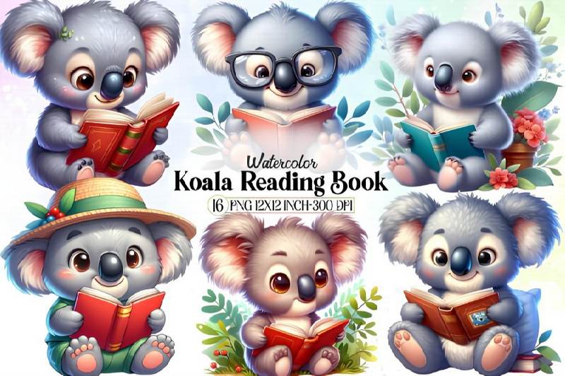 Cute Koala Reading Book Sublimation 1