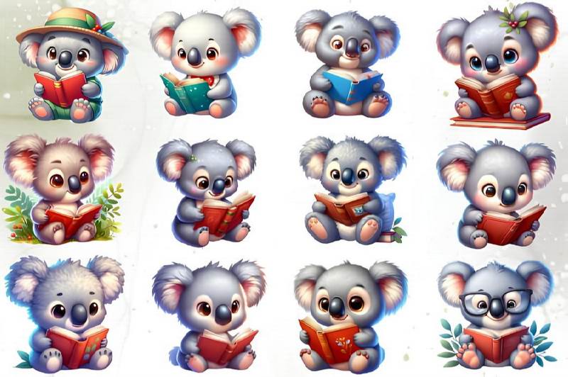 Cute Koala Reading Book Sublimation 2