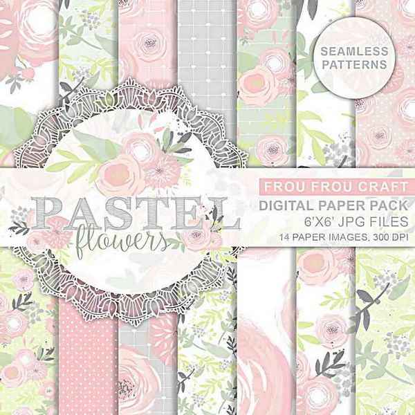 Pastel Flowers Digital Paper Pack 00