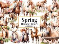Spring Horses Clipart 1